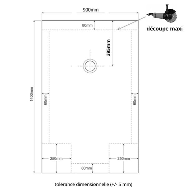 PLANETE BAIN - Receveur de douche extra plat noir en 90x140cm - large
