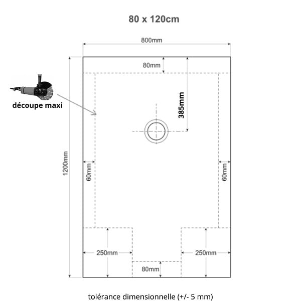 PLANETE BAIN - Receveur de douche extra plat à poser 80x120 moderne reflet ardoisé Noir - large