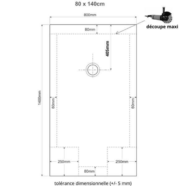 PLANETE BAIN - Receveur de douche extra plat à poser 80x140 couleur argile - large