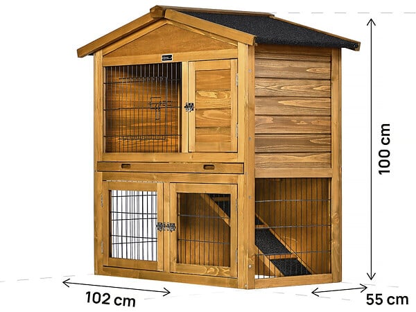 HABITAT ET JARDIN - Clapier poulailler en bois "Noisette" - 102 x 55 x 100 cm - Marron - large