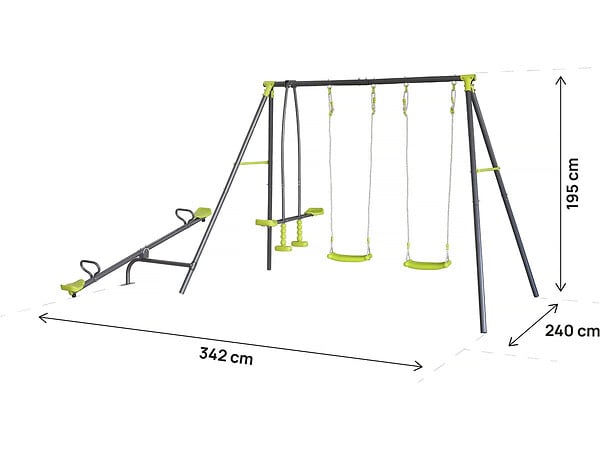 HABITAT ET JARDIN - Portique de jeu en métal avec balançoire à bascule "Basile" - 4 agrès - Vert - large