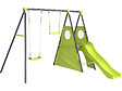 HABITAT ET JARDIN - Portique de jeu en métal avec toboggan "Kylian" - 4 agrès - Vert - vignette