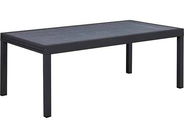 HABITAT ET JARDIN - Table extensible et chaises de jardin en aluminium "Lagos" - 200/320 x 105 x 76 cm - 12 places - Gris foncé - large