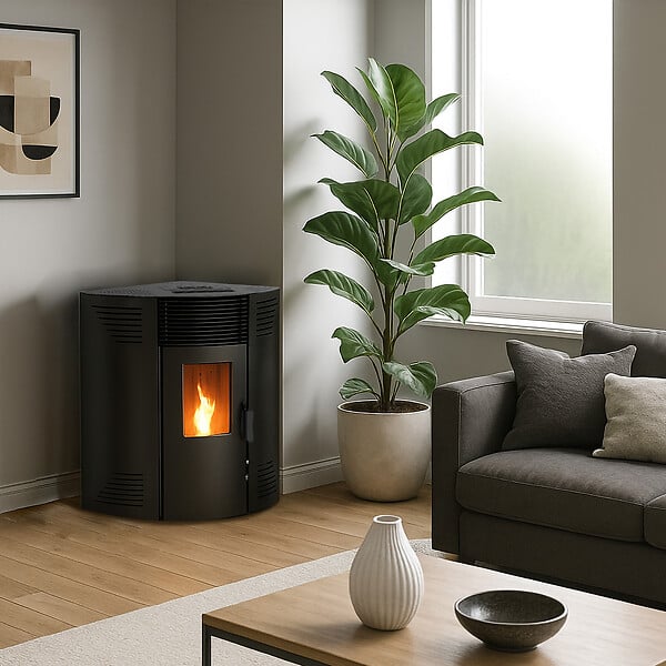 SANNOVER - Poêle à granulés d'angle étanche Iseos 12,2 kW Noir Sannover - large