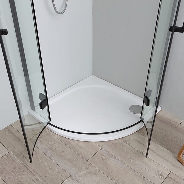 KIAMAMI VALENTINA - Cabine De Douche 90X90 Semi-Circulaire Ouverture À Charnière Noir  | London - large