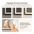 EMKE - EMKE Miroir lumineux salle de bain 80x60cm, Cadre noir, Miroir LED avec Interrupteur Tactile, Anti-buée, Horloge et Température, Lumière Neutre - vignette
