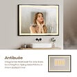 EMKE - EMKE Miroir lumineux salle de bain 80x60cm, Cadre noir, Miroir LED avec Interrupteur Tactile, Anti-buée, Horloge et Température, Lumière Neutre - vignette