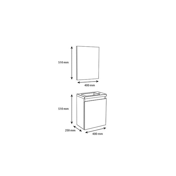 ALLIBERT - Pack lave mains avec miroir Porto Noir brillant - Marque allibert - large