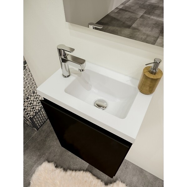 ALLIBERT - Pack lave mains avec miroir Porto Noir brillant - Marque allibert - large