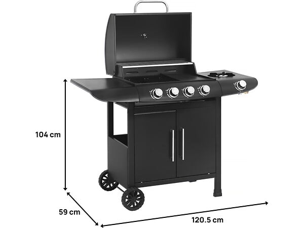 HABITAT ET JARDIN - Barbecue gaz "Feria 5" - 5 brûleurs dont 1 latéral - 14,5 kw - Noir - large