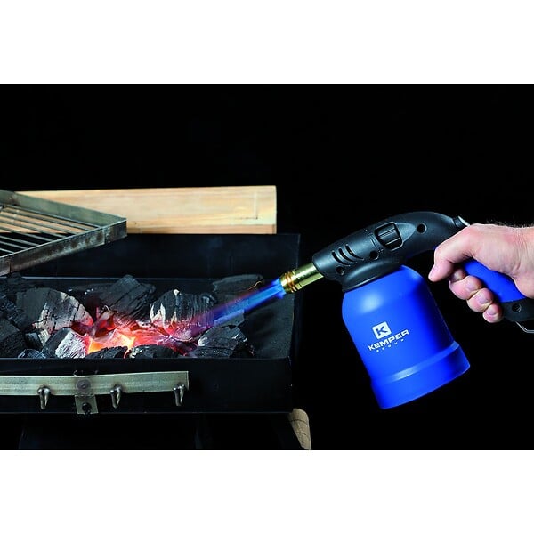 KEMPER - Lampe a souder Coque Acier allumage piezo + 8 Cartouches de gaz 190gr STOP GAZ Perçables KEMPER - large