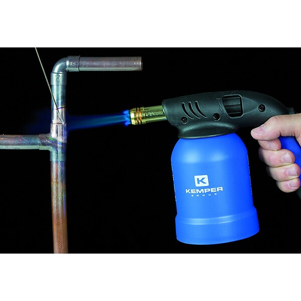 KEMPER - Lampe a souder Coque Acier Allumage piezo + 4 Cartouches de gaz 190gr STOP GAZ Perçables KEMPER - large