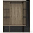 ID MARKET - Dressing penderie DIANE 140 x 45 x 167 cm hêtre avec étagères + boites de rangement + rideau noir - vignette