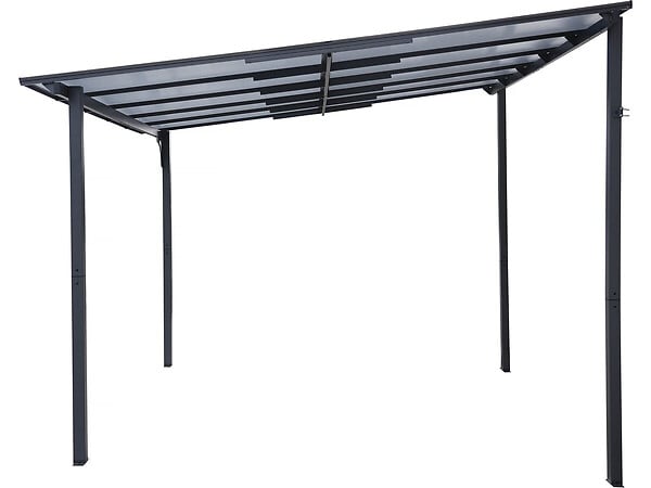 HABITAT ET JARDIN - Pergola tonnelle adossée "Marvin" - 3 x 3 m - 304 x 298 x 243 cm - Gris foncé - large