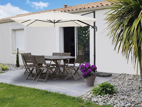 HABITAT ET JARDIN - Parasol jardin déporté en aluminium "Sky 4" - 3 x 4 m - Ecru - large