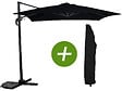 HABITAT ET JARDIN - Parasol jardin déporté "Soleil" - Carré - 2.5 x 2.5 m - Noir + Housse de protection - vignette