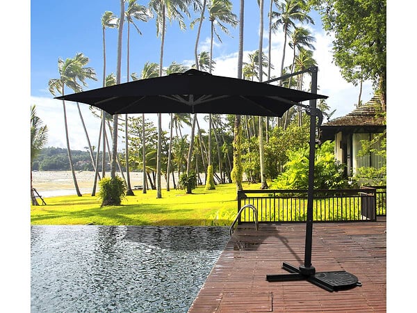 HABITAT ET JARDIN - Parasol jardin déporté "Soleil" - Carré - 2.5 x 2.5 m - Noir + Housse de protection - large