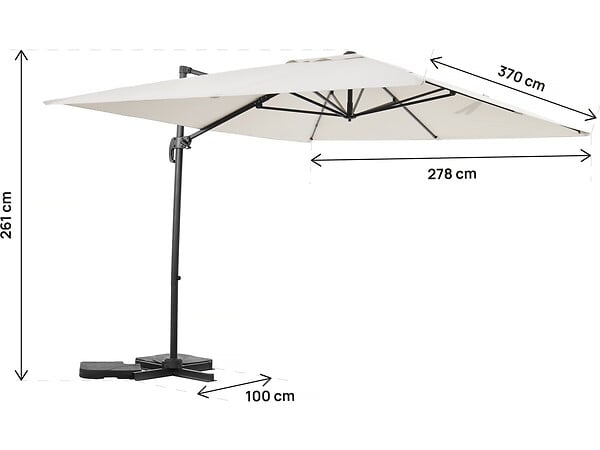 HABITAT ET JARDIN - Parasol jardin déporté en aluminium "Sky 4" - 3 x 4 m - Ecru - Dalles à lester incluses - large