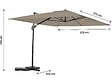 HABITAT ET JARDIN - Parasol jardin déporté en aluminium "Sky 4" - 3 x 4 m - Taupe - Dalles à lester incluses - vignette
