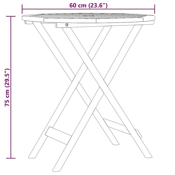 VIDAXL - vidaXL Table de jardin pliable Ø60x75 cm Bois d'eucalyptus solide - large