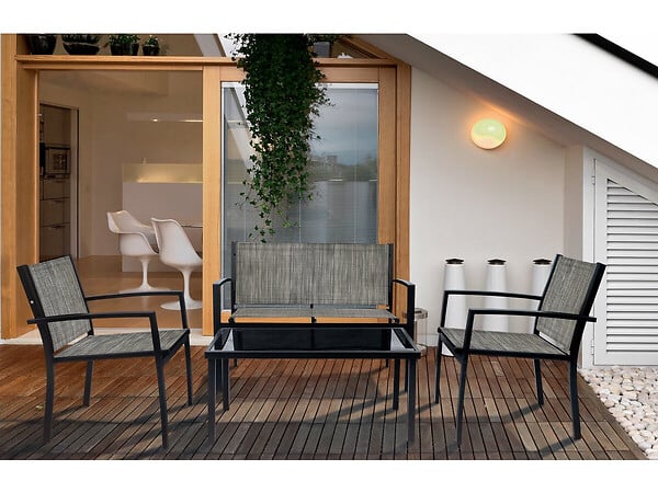 HABITAT ET JARDIN - Salon de jardin bas "Lino" - 4 places  - Gris - large