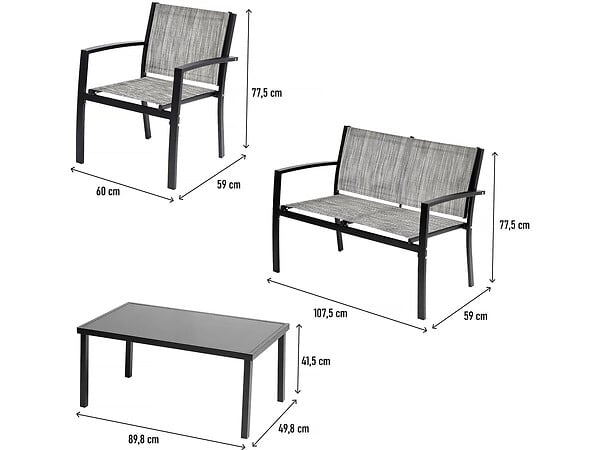 HABITAT ET JARDIN - Salon de jardin bas "Lino" - 4 places  - Gris - large