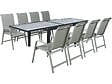 HABITAT ET JARDIN - Table extensible et chaises de jardin en aluminium "Lagos" - 140/280 x 90 x 76 cm - 8 places - Gris clair - vignette