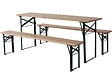 HABITAT ET JARDIN - Table de jardin brasserie pliante avec 2 bancs " Lisbonne " - 176 x 46 x 75 cm -  Marron - vignette