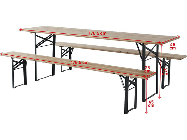 HABITAT ET JARDIN - Table de jardin brasserie pliante avec 2 bancs " Lisbonne " - 176 x 46 x 75 cm -  Marron - large