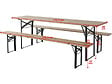 HABITAT ET JARDIN - Table de jardin brasserie pliante avec 2 bancs " Lisbonne " - 176 x 46 x 75 cm -  Marron - vignette