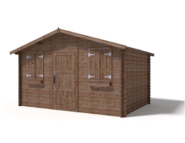 ALTANKA - Abri de jardin en bois - 12m2 - 4x3m - Traité - Ep. 28mm - Couleur: marron - DOM418 - large