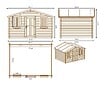 ALTANKA - Abri de jardin en bois - 12m2 - 4x3m - Traité - Ep. 28mm - Couleur: marron - DOM418 - vignette