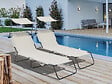 HABITAT ET JARDIN - Lot de 2 bain de soleil pliable "Lazy" - Avec pare soleil - Beige - vignette