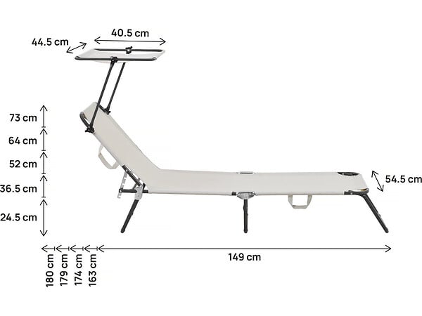 HABITAT ET JARDIN - Lot de 2 bain de soleil pliable "Lazy" - Avec pare soleil - Beige - large