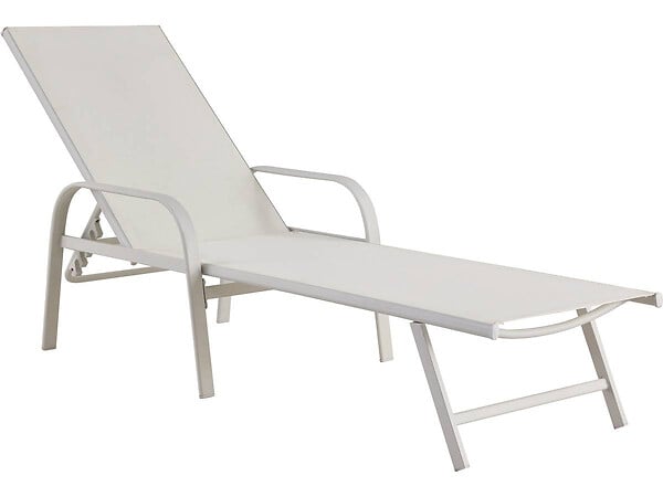 HABITAT ET JARDIN - Lot de 2 Bains de soleil en métal avec accoudoirs "Farniente" - Blanc - large