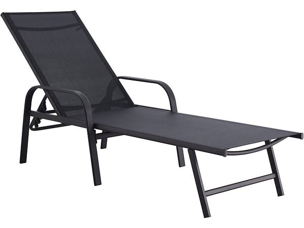 HABITAT ET JARDIN - Lot de 2 Bains de soleil en métal avec accoudoirs "Farniente" - Noir - large
