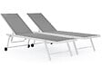 HABITAT ET JARDIN - Lot de 2 bains de soleil textilène aluminium "Jolia" - Gris / Blanc - vignette