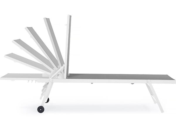 HABITAT ET JARDIN - Lot de 2 bains de soleil textilène aluminium "Jolia" - Gris / Blanc - large