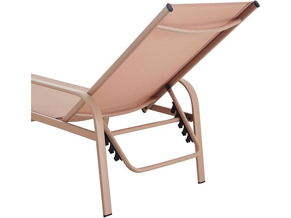 HABITAT ET JARDIN - Lot de 2 Bains de soleil en métal avec accoudoirs "Farniente" - Marron - large