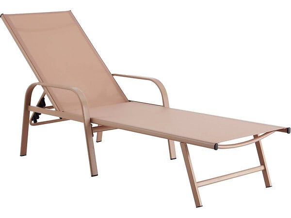 HABITAT ET JARDIN - Lot de 2 Bains de soleil en métal avec accoudoirs "Farniente" - Marron - large