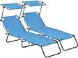 HABITAT ET JARDIN - Lot de 2 bains de soleil pliable "Lazy" - Avec pare soleil - Bleu - vignette