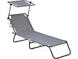 HABITAT ET JARDIN - Bain de soleil pliable "Lazy" - Avec pare soleil - Gris - vignette