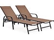 HABITAT ET JARDIN - Lot de 2 Bains de soleil en métal avec accoudoirs "Farniente" - Taupe - vignette