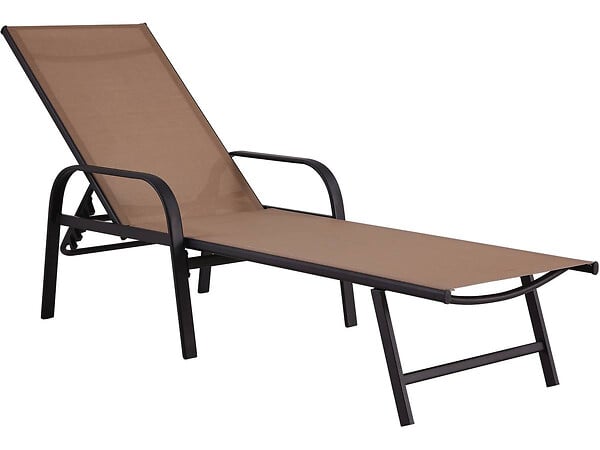 HABITAT ET JARDIN - Lot de 2 Bains de soleil en métal avec accoudoirs "Farniente" - Taupe - large