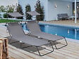 HABITAT ET JARDIN - Lot de 2 bains de soleil pliable "Lazy" - Avec pare soleil - Gris - vignette