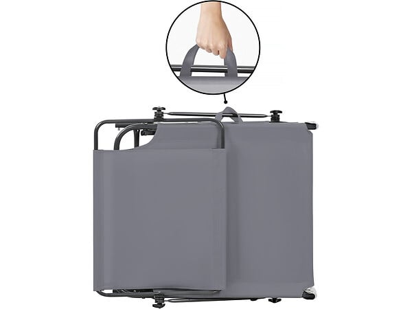 HABITAT ET JARDIN - Lot de 2 bains de soleil pliable "Lazy" - Avec pare soleil - Gris - large