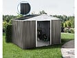 HABITAT ET JARDIN - Abri jardin métal "Dallas" -8.84m² avec panneaux solaires - Taupe - vignette