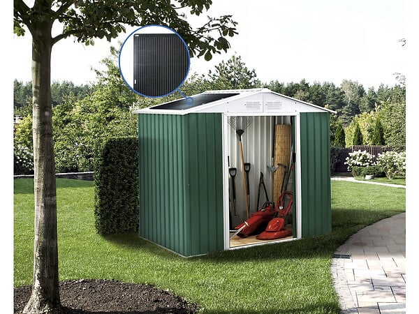 HABITAT ET JARDIN - Abri de jardin métal - "Rosas " - 4,07 m² avec panneaux solaires - Vert - large