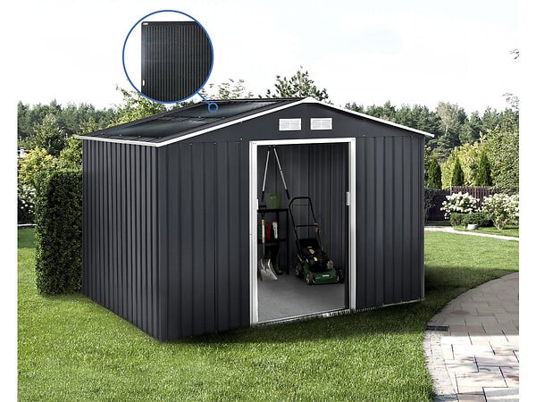 HABITAT ET JARDIN - Abri de jardin métal - "Vegas" - 7.06 m² avec panneaux solaires - Gris - large