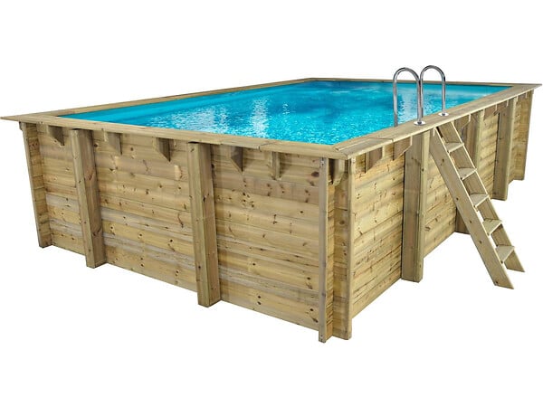 HABITAT ET JARDIN - Piscine bois rectangle " Panama 130 "- 6.20 x 4.10 x 1.31 m - large